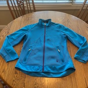 Spyder Womens XL Core Sweater Cardigan Knit Zip Up Stryke Knit Blue